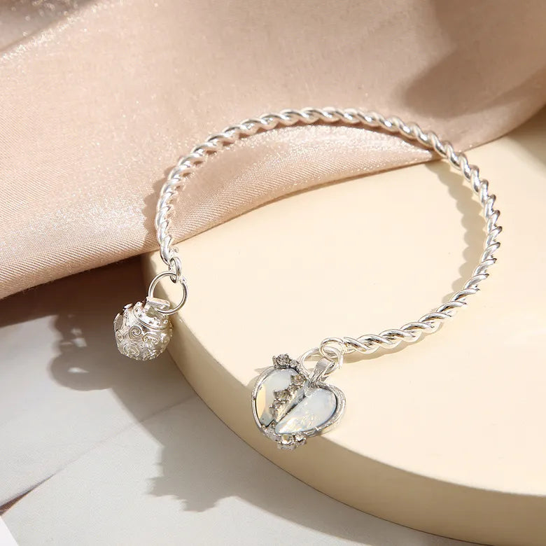 Silver heart lock bracelet