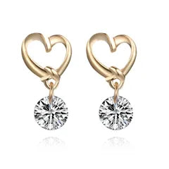 Gold heart stud earring