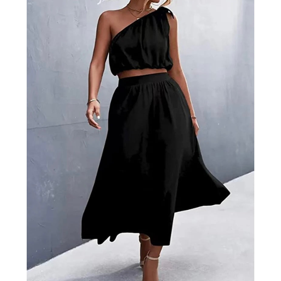 Shoulder 2 piece swing dress