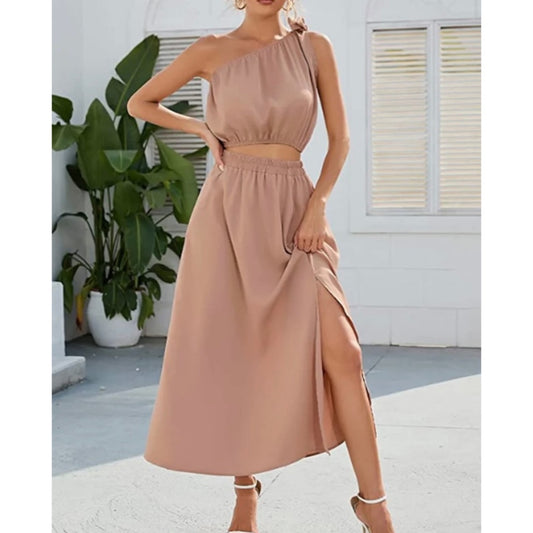 Shoulder 2 piece swing dress