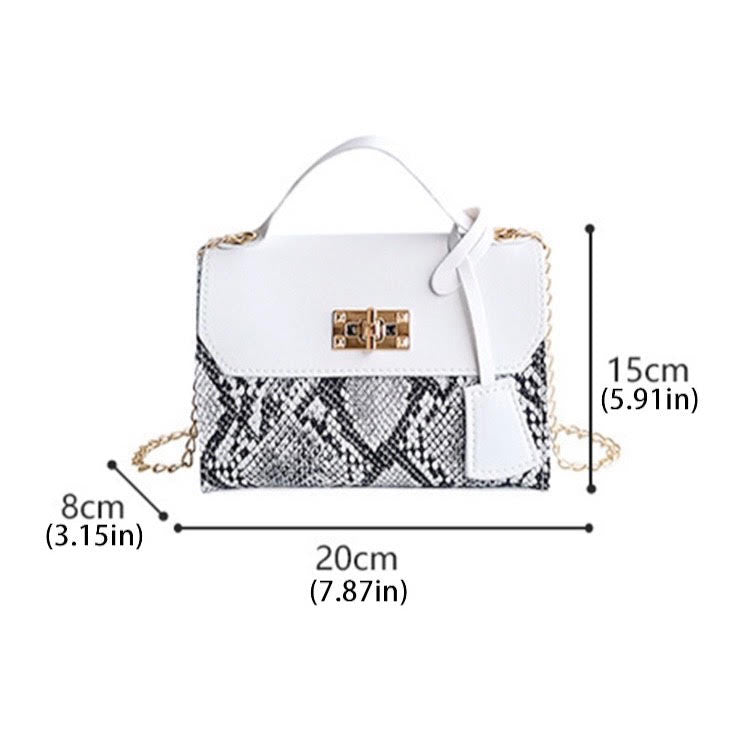 Snakeskin fashion crossbody bag with jewelry set